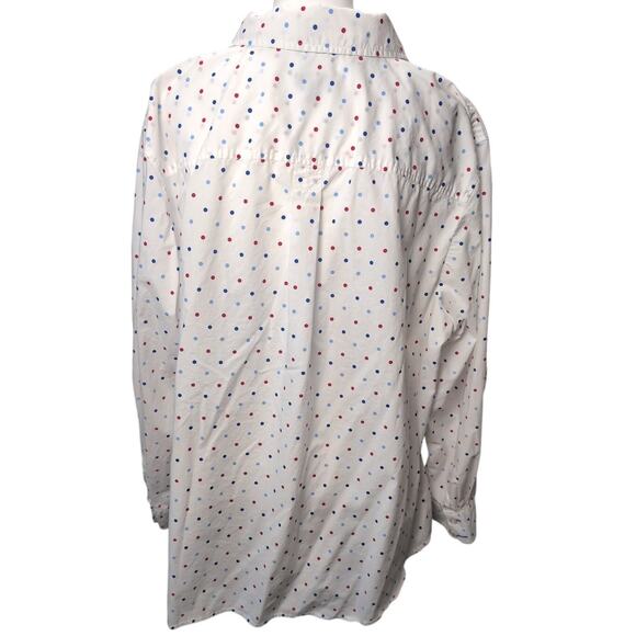 Talbots Women's Long Sleeve Cotton Button Down Shirt White Dot Size 3X Plus - Picture 4 of 6